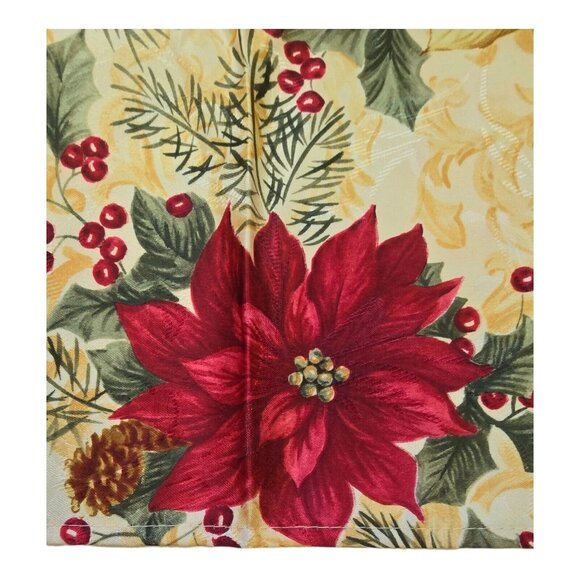 Vtg Christmas Holly Cloth Napkins 16x16 Gold Red Set of 4 Festive Table Decor - Picture 6 of 7